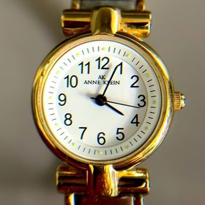 Anne Klein Silver Gold Tone Stretch Band Ladies Watch